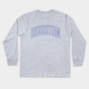 Houston Blue Outline Kids Long Sleeve T-Shirt